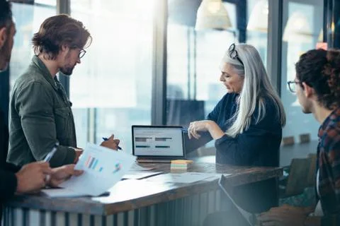 Small presentation during new project discussion Stock Photos