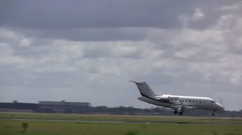 Small private jet landing Stock Footage 7732763