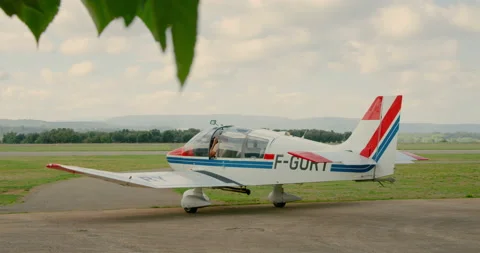 Small private jet plane ready to take off Stock Footage 133192947