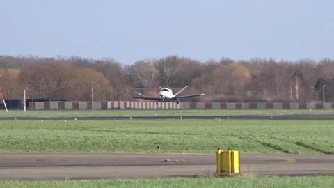 Small Private Jet Powerful Take Off at Local Airport Stock Footage 250077603