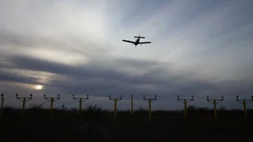 Small private plane coming into land Stock Footage 85975791