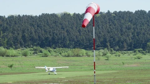 Small private plane jet taking off in civil aidrome Stock Footage 107862382