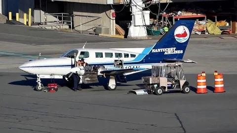 Small prop plane engine, maintenence repair Stock Footage 73644297