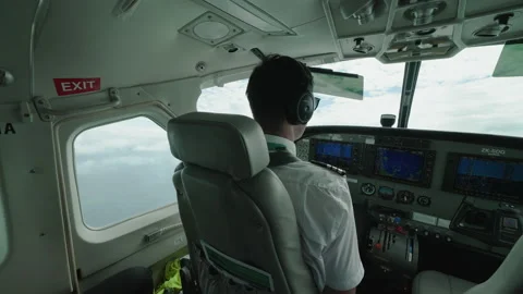 Small propeller passenger plane. Inside cabin. Stock Footage 238813877