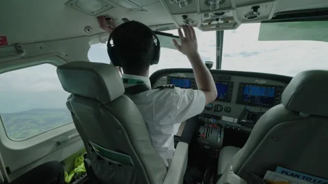 Small propeller passenger plane. Inside cabin. Stock Footage 238814612