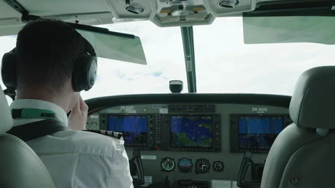 Small propeller passenger plane. Inside cabin. Stock Footage 238814627