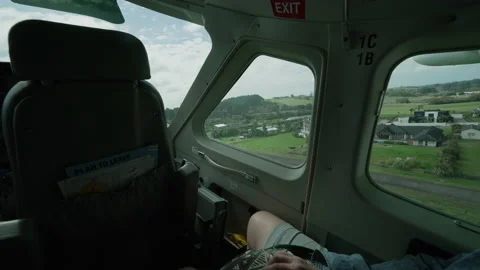 Small propeller passenger plane. Inside cabin. Take off Stock Footage 238815869