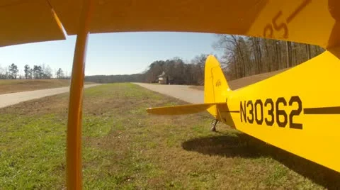 Small Propeller Plane Runway Stock Footage 22059742