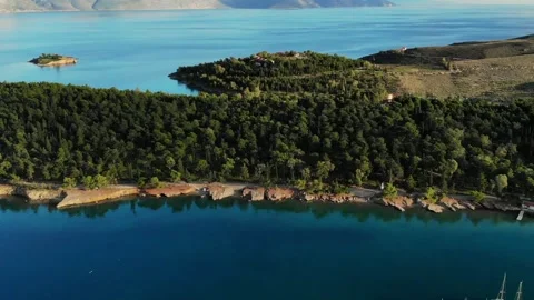 Small protected forest, surrounded by the sea Stock Footage 137783961