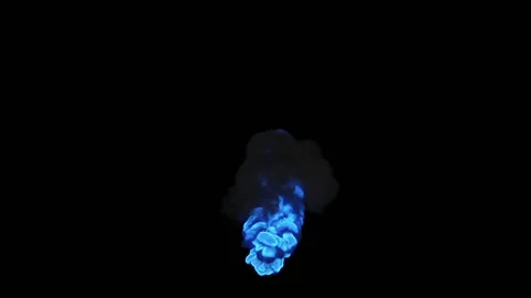 A small puff of blue smoke explodes and grows into a huge smoke mushroom against Stockbeeldmateriaal 189975806