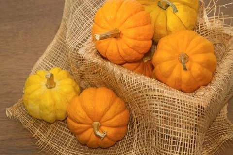 Small pumpkin in crate,healthy vegetable Stock Photos