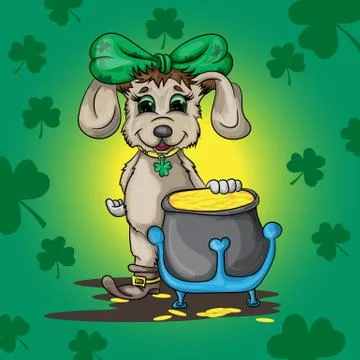 Small puppy leprechaun Stock Illustration