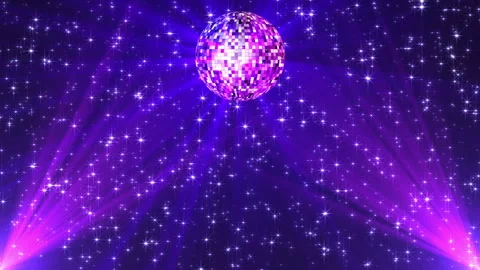 Small Purple Mirror Ball with Floating Sparkling Lights Disco Loop Stock Footage 336718461