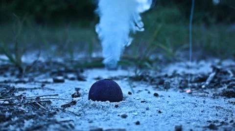 Small Purple Smoke Bomb Firework Close Up Stock Footage 40882339