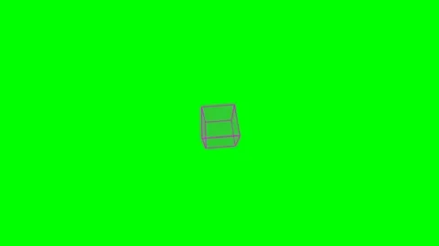 A small purple wireframe cube floating against a vibrant green screen backg.. Stock Footage 340268234