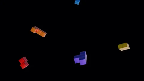 Small Puzzle Game Blocks Falling Loop and Matte Stock Footage 314370821