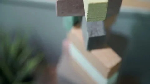 Small pyramid from parts of stone blocks Stock Footage 82140253