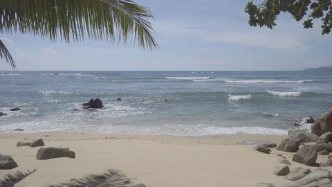 A small quiet sandy beach without people. Thailand, Phuket Stock-Footage 85484320