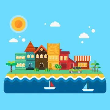 Small quiet seacoast 库存插图