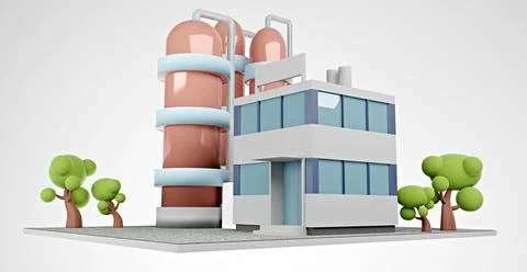 Small rafinery 3d illustration Stock Illustration
