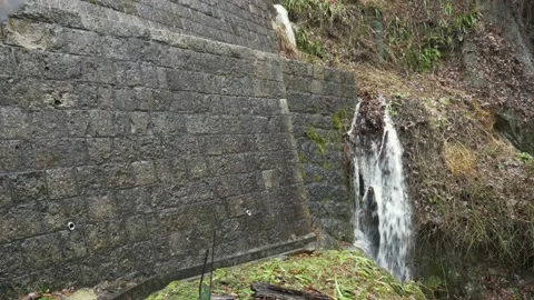 Small rain waterfall at Yamadera temple 스톡 동영상 149968480