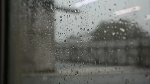 Small raindrops rest on the glass after the rain. Stock Footage 232785823