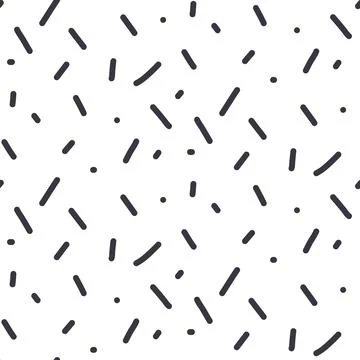 Small random dash scrawl seamless pattern. Monochrome scribble sprinkles Illustrazione stock