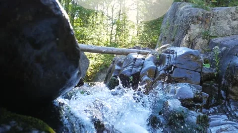 Small rapids with fast moving water on a sunny day Stock-Footage 62421169