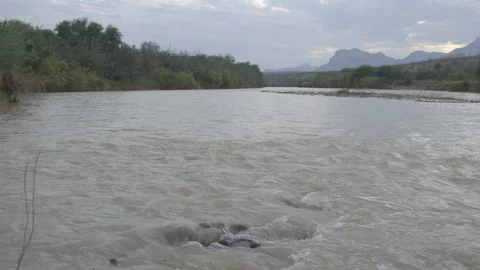 Small rapids at Rio Grande River in Big Bend National Park Stock Footage 104262560