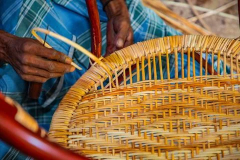 Small rattan workshop-shop Stock Photos