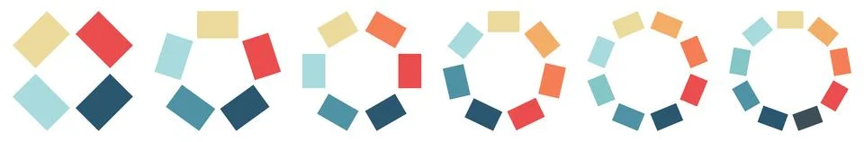 Small rectangles forming circle, version with four to nine objects. Can be .. Stock Illustration