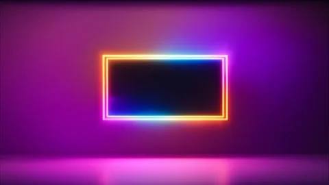 A small, rectangular horizontal glowing frame with blue, pink and orange co.. Stock Footage 273954748