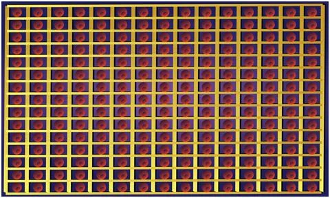 Small red button in check box on dark background Illustrazione stock