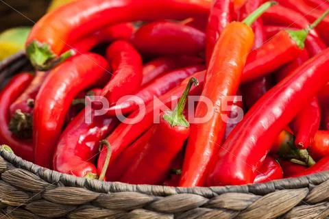 Small red chili peppers Stock Photos