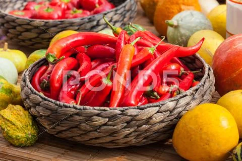 Small red chili peppers Stock Photos