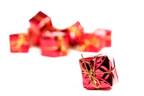 Small red christmas present Stock Photos