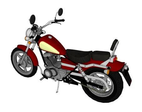 Small red classic chopper look. Vector color illustration with contour lines. 스톡 일러스트