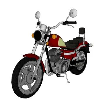 Small red classic chopper look. Vector color illustration with contour lines. Illustrazione stock