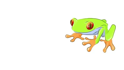 Small red eye frog isolated on one corner of the screen suggesting it is hard to Stock Footage 131682693