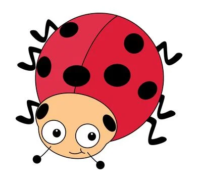 Small red funny cute ladybug on a white background Stock Illustration