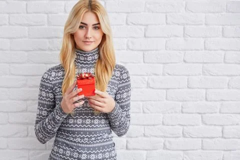 Small red gift box Foto stock