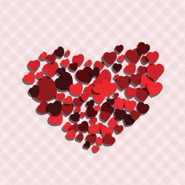 Small red hearts create big heart Stock Illustration