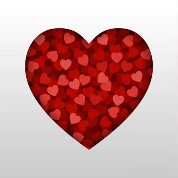 A small red hearts in heart shape frame on white background Stock Illustration