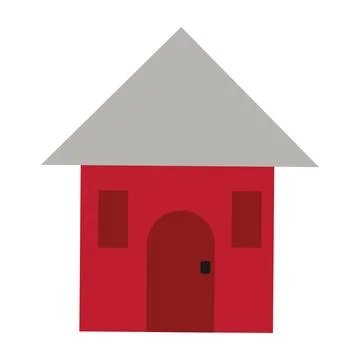 Small Red House With Gray Triangle Roof Icon Stock Illustration