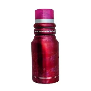 Small Red Metallic Bottle Container 스톡 사진