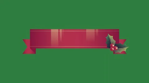 Small red object on it christmas holly tree ribbon isolated isolated on green Stock-Footage 336858107