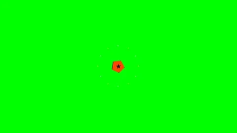A small red pentagon with a black star centered on a vibrant green background Stock Footage 340263276