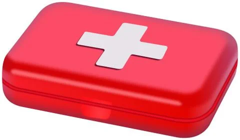 Small red plastic medibox isolated on white 库存插图