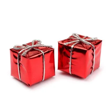 Small red present boxes Stock Photos