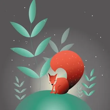 A small red squirrel in a green clearing Stock Illustration